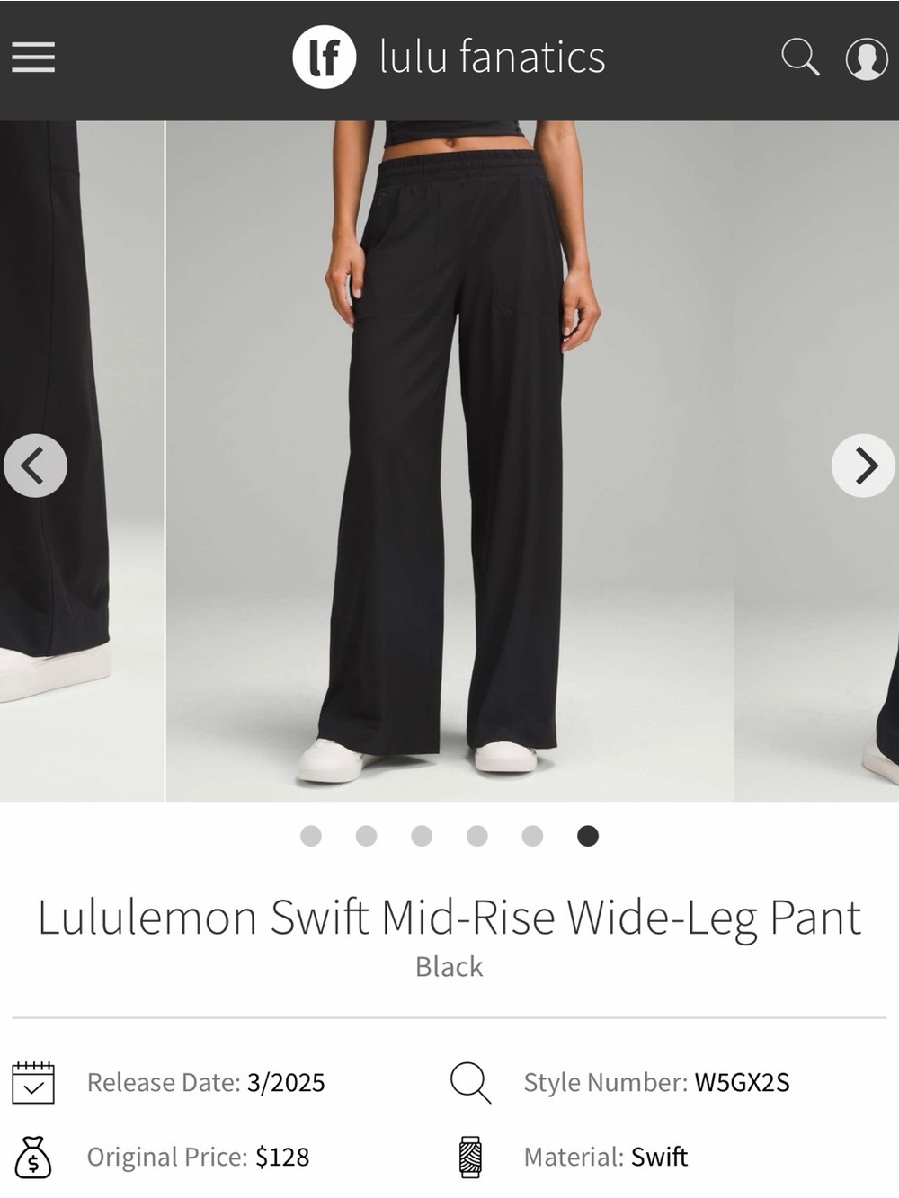 NWT Lululemon Swift Mid-Rise Wide-Leg Pant Black BLK Size 4